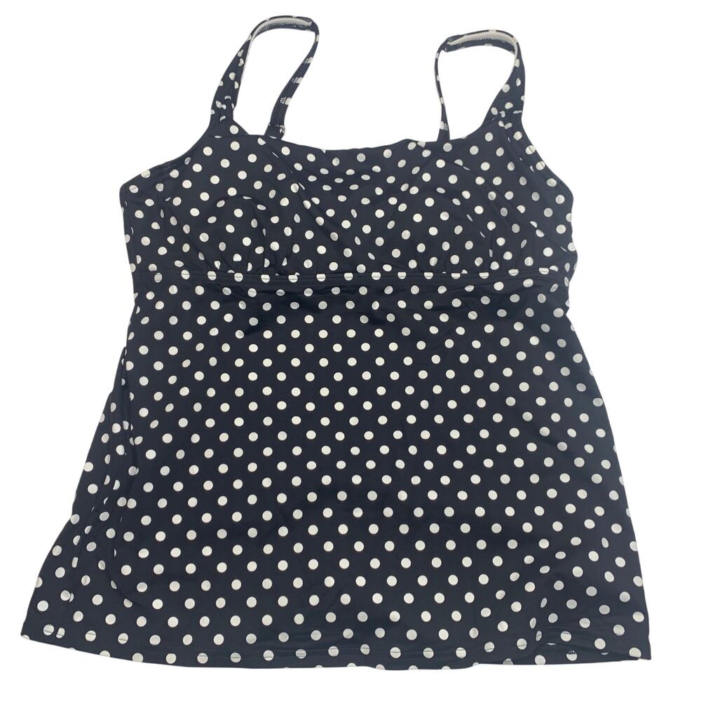 Lands' End tankini swimsuit top black white polka dots underwire bra size 10